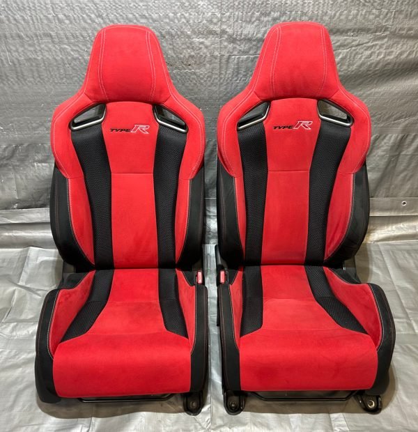 2017-2021 FK8 Honda Civic Type R Front Bucket Seats / Red Suede / Pair / TR105